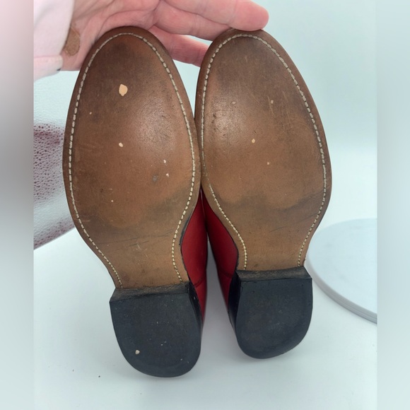 LOREDO Women’s Red Cowboy Boot Vintage Western Shoe Leather Cowgirl Roper 7.5 - Picture 9 of 12